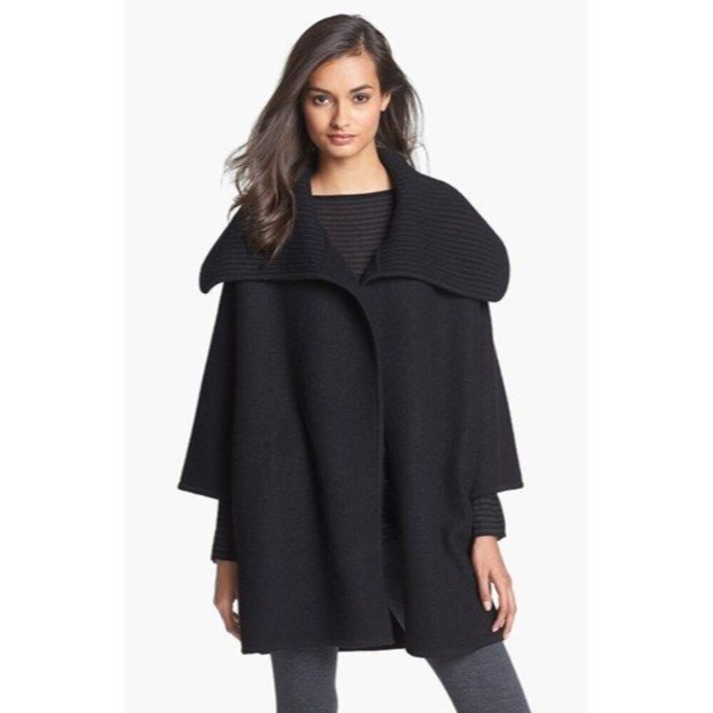 Vince Jacket Womens Small Black Wool Shawl Cardigan Sweater Quiet Luxury Minimal